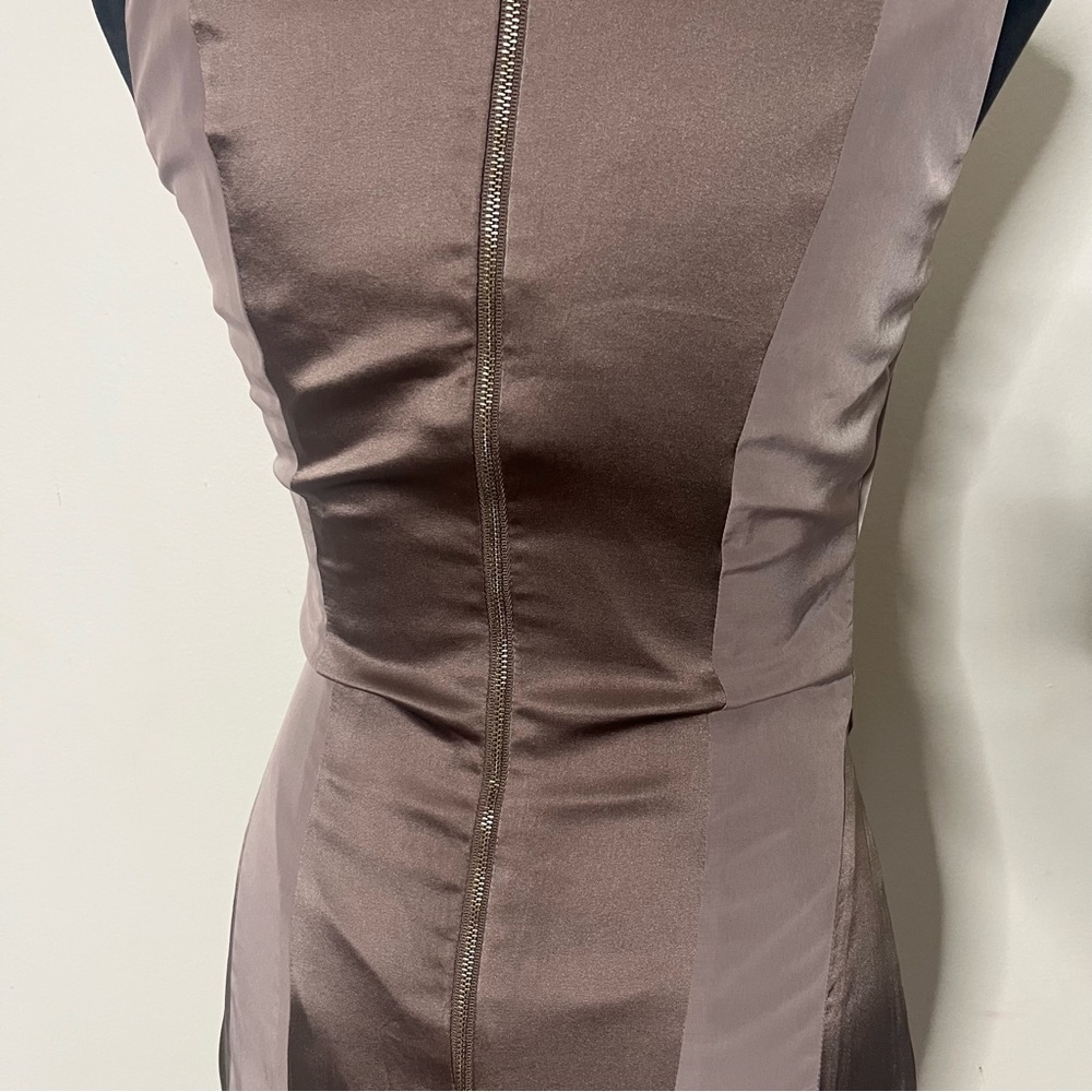 2 B Rych Women’s Taupe Sleeveless Knee Length Silk Cocktail Dress Sz XS - Picture 7 of 14